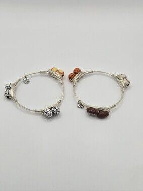 Sports Charm Bangle Bracelet Set